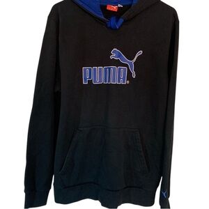 PUMA Men's Black Hoodie with Blue Logo